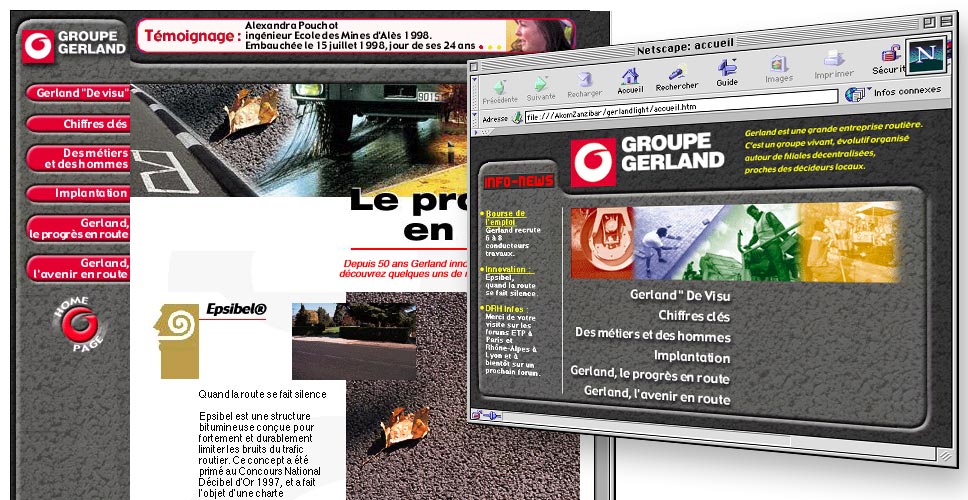 Site internet du Groupe Gerland créé par A Kom Z en 1999