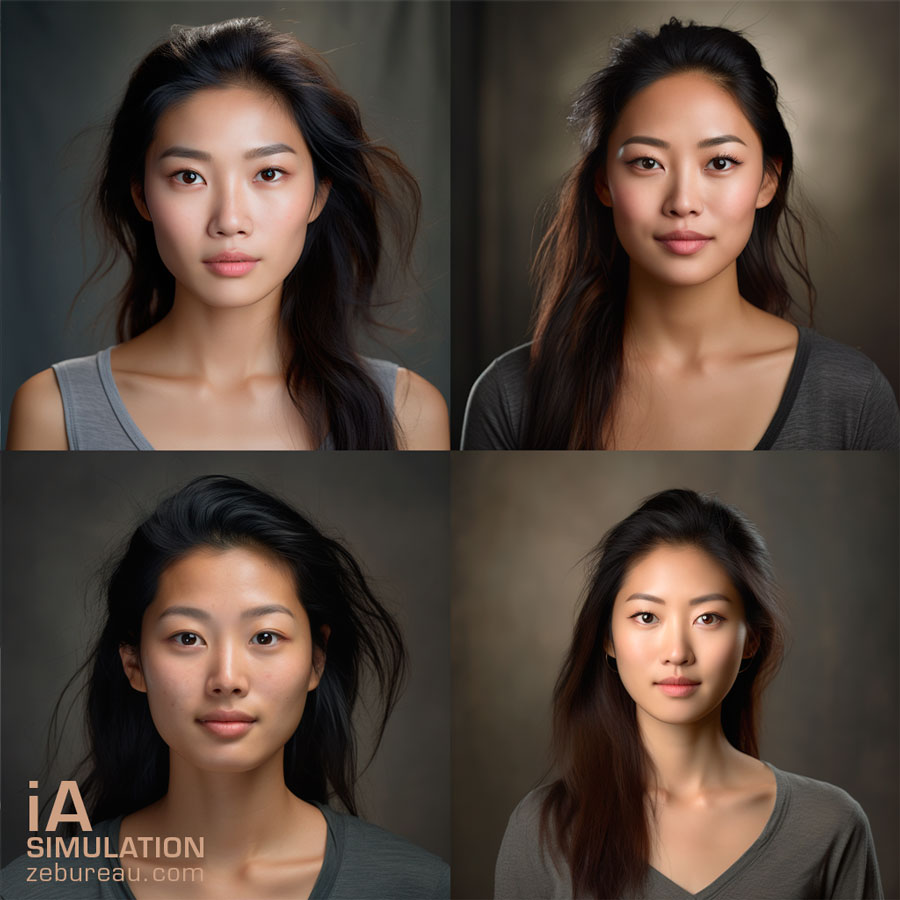 4 portraits couleur Midjourney