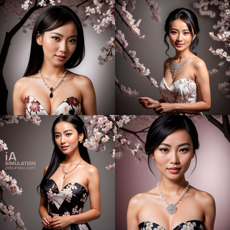 4 portraits en couleur réalisés avec Stable Diffusion