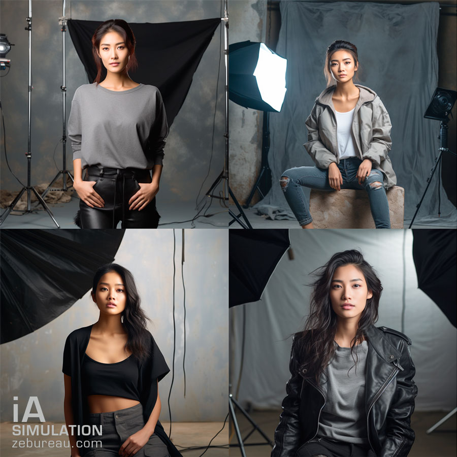 4 portraits studio photo Midjourney