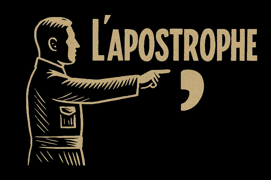 Homme tendant le bras sous le texte APOSTROPHE