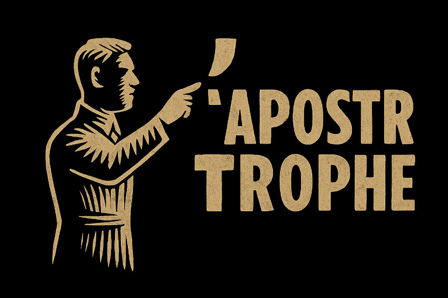 Homme montrant une apostrophe