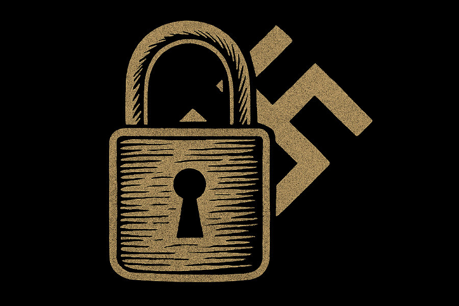 Cadenas cachant un symbole fasciste