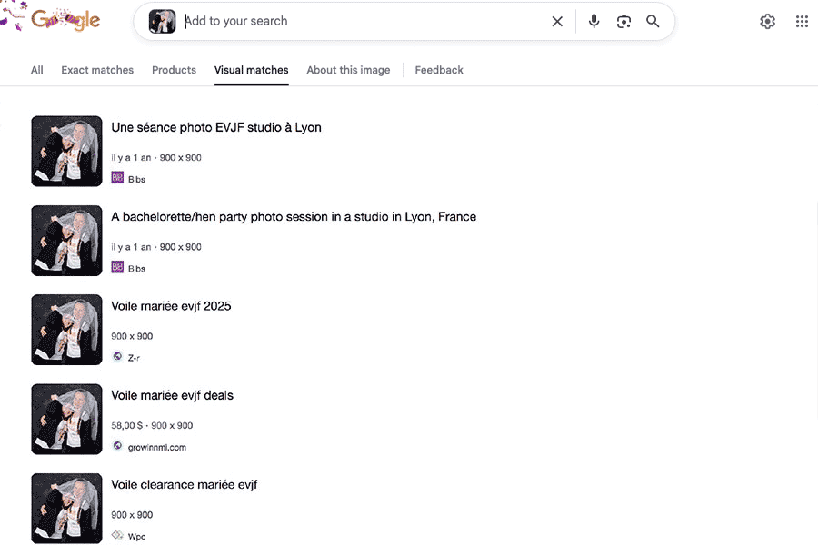 Google image exact matches