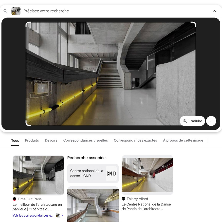 exemple de résultats de recherche d'images similaires sur Google à partir d'une image uploadée