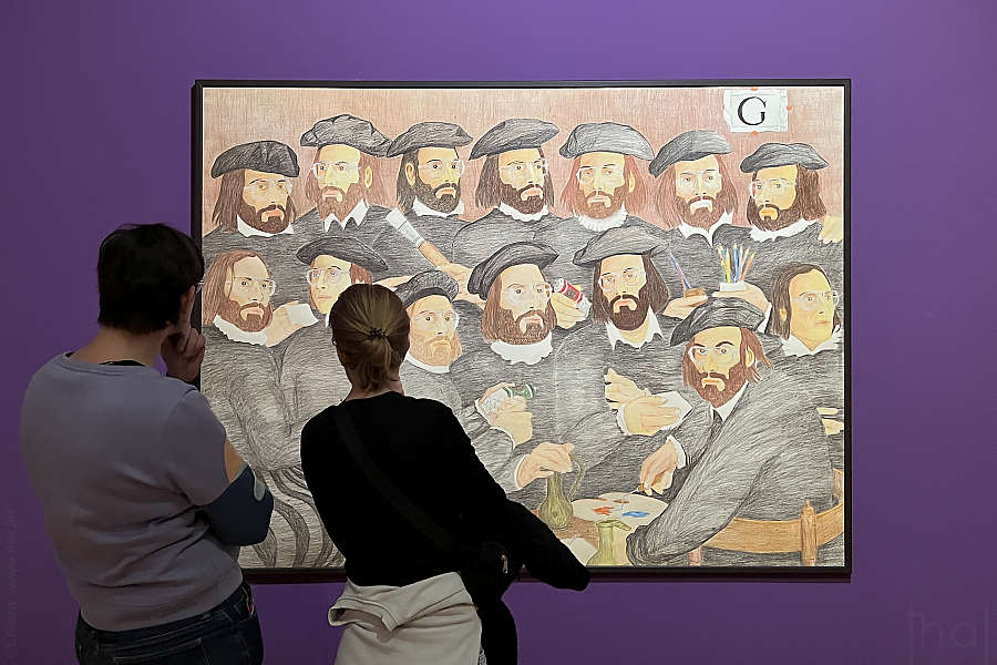 couple observant un tableau de Guillaumon