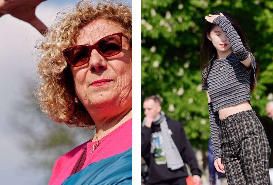 diptyque de femmes se protégeant du soleil avec leur main