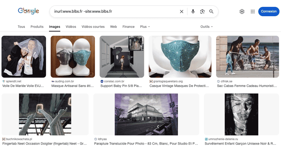 Exemple de requête inurl dans Google image