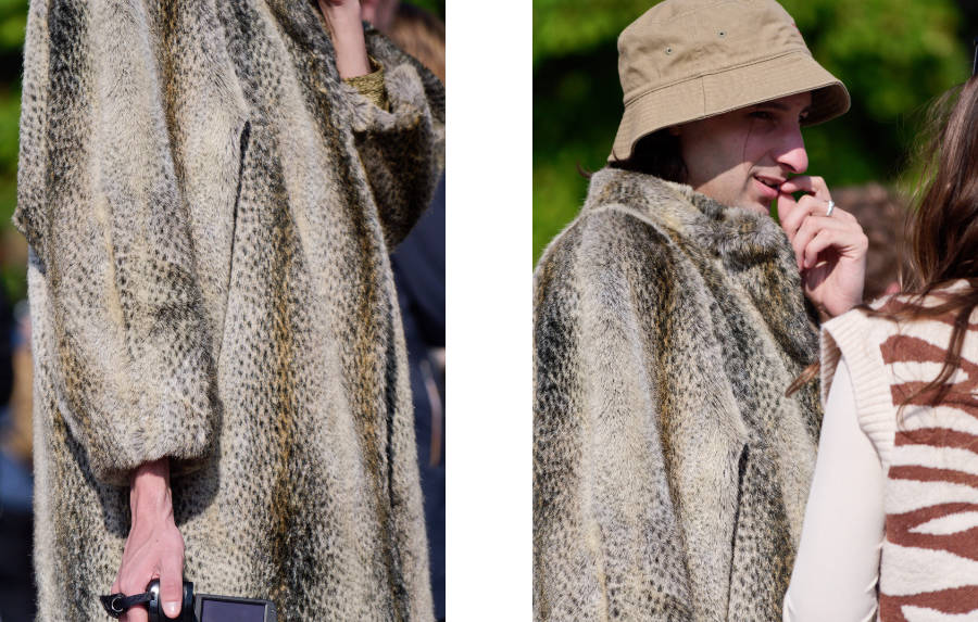 composition de deux images montrant un homme avec un manteau de fourrure